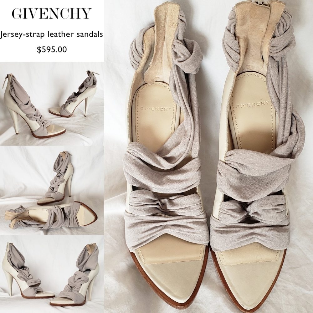 GIVENCHY Jersey Strap Leather Sandals